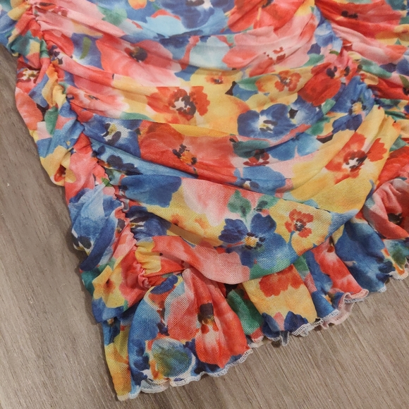 Current mood floral ruched button down mini dress size XXL - Picture 9 of 10